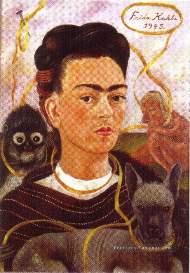 Autoportrait avec le féminisme du petit singe Frida Kahlo Peintures à l'huile